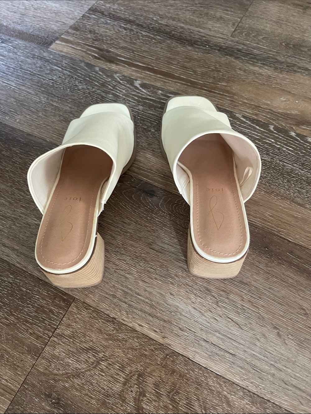 Women's Cream Open-Toe Slide Heels